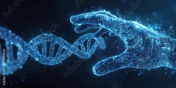 Fototapeta Futuristic digital technology innovation highlighting artificial intelligence, cybersecurity, automation, data analysis, cloud computing, and modern engineering solutions for the digital age