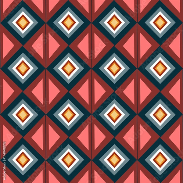 Obraz Red and Black Geometric Triangle Seamless Pattern