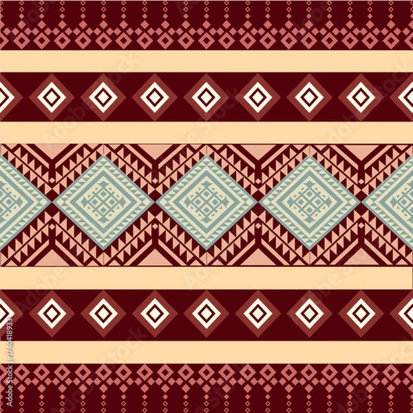 Obraz Dark Red Tribal Stripe Seamless Pattern