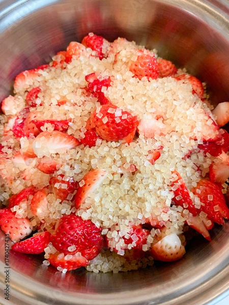 Obraz いちごジャムを作る工程