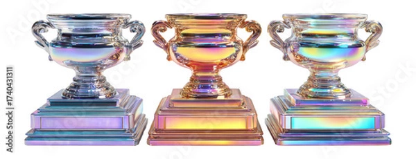 Fototapeta Elegant Trophy Awards in Various Metallic Finishes with Colorful Accents