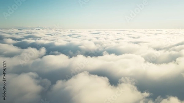 Obraz Aerial Views of the Blue Sky, White Cumulus Clouds and Sunny Day Landscape