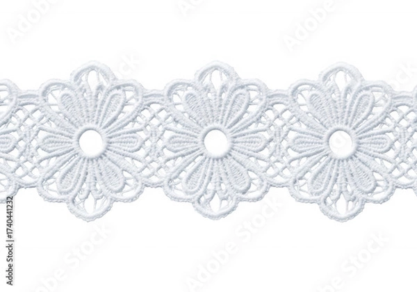 Obraz White floral lace trim isolated on a transparent background