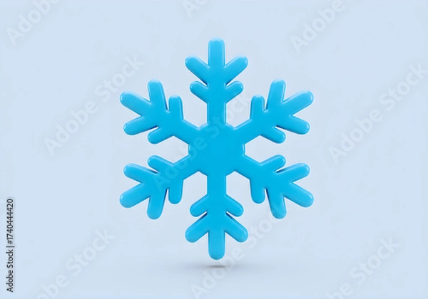 Obraz Blue snowflake icon. 3d rendering isolated on white background.