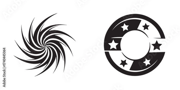 Fototapeta Dynamic Abstract Swirl and Star-Filled Circular Emblem
