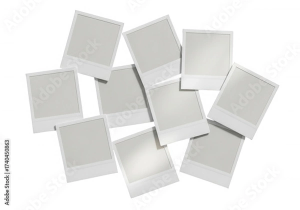 Obraz White instant photo frames scattered isolated on a transparent background