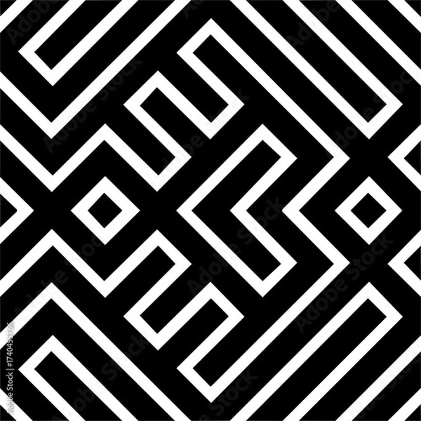 Fototapeta Black And White Pattern Vector. Geometric Retro Vintage Pattern. Repeated And Decorative Design That Can Be Used For Packaging, Decorating, Interior Design, Wallpapers, Banners.