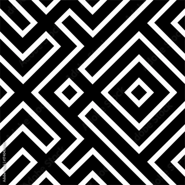 Fototapeta Black And White Pattern Vector. Geometric Retro Vintage Pattern. Repeated And Decorative Design That Can Be Used For Packaging, Decorating, Interior Design, Wallpapers, Banners.
