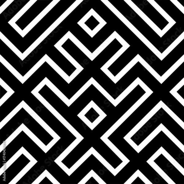 Fototapeta Black And White Pattern Vector. Geometric Retro Vintage Pattern. Repeated And Decorative Design That Can Be Used For Packaging, Decorating, Interior Design, Wallpapers, Banners.