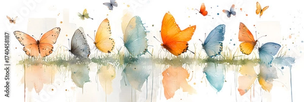 Fototapeta Watercolor abstract watercolor background of a butterfly