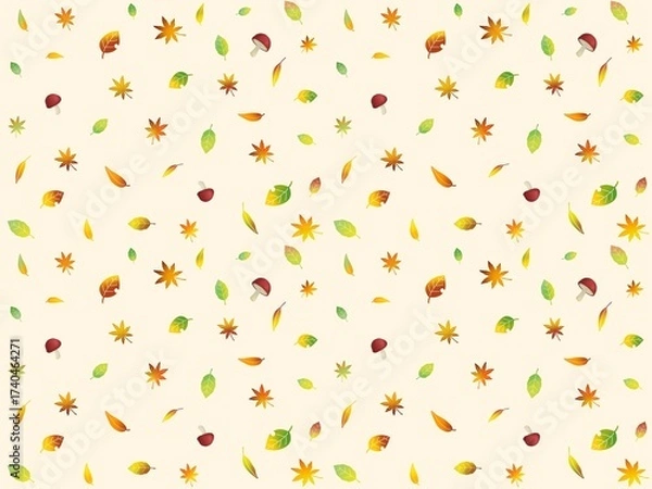 Fototapeta 落ち葉のシームレスパターン　A-2'