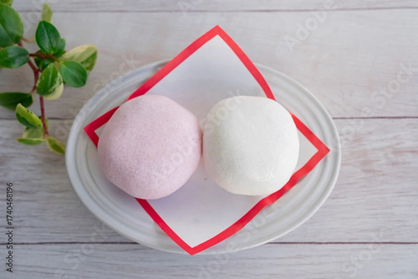 Obraz 紅白の薯蕷饅頭（じょうよまんじゅう）