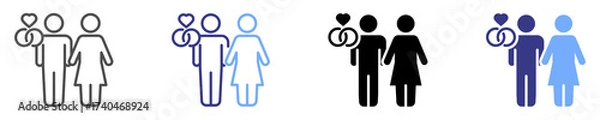 Fototapeta married icon set multiple style