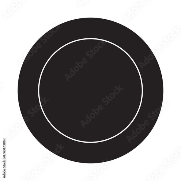 Fototapeta Abstract black circle with white outline simple geometric shape graphic design element vector