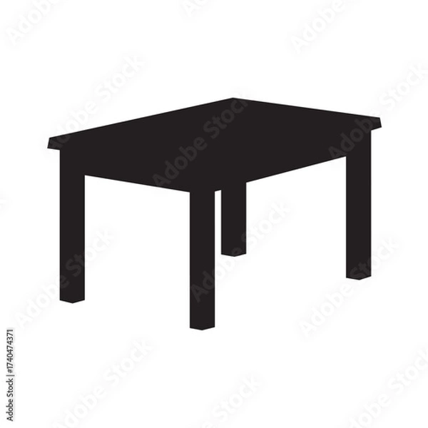 Fototapeta Simple black silhouette of a modern rectangular dining table on a clean surface vector