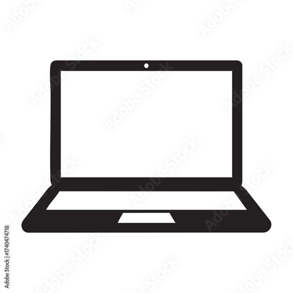 Fototapeta Modern laptop computer silhouette symbol icon technology concept for digital business and online communication vector