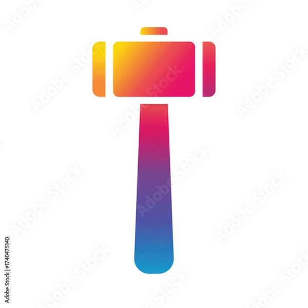 Fototapeta Colorful abstract hammer symbol representing construction industry tools and creative design concepts vector