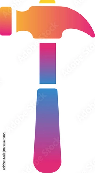 Fototapeta Modern artistic hammer design with vibrant gradient colors symbolizing renovation and diy projects vector