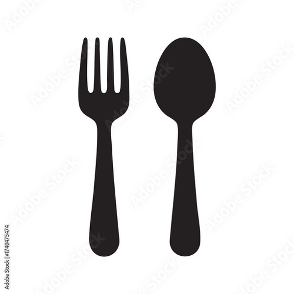 Fototapeta Simple silhouette of fork and spoon perfect for food related designs and culinary art concepts vector