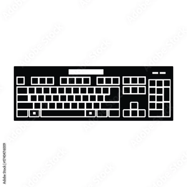 Fototapeta Modern computer keyboard design silhouette with clean lines for digital technology and online communication concepts vector