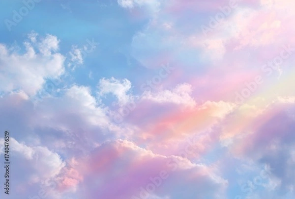 Fototapeta Pastel Cloudscape with Blue Sky and Soft Colors.