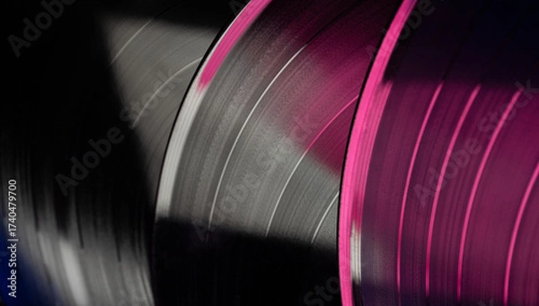 Fototapeta Vinyl records with texture for abstract colorful music background