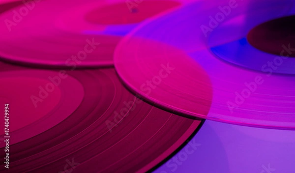 Fototapeta Vinyl records with texture for abstract colorful music background
