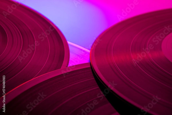 Fototapeta Vinyl records with texture for abstract colorful music background