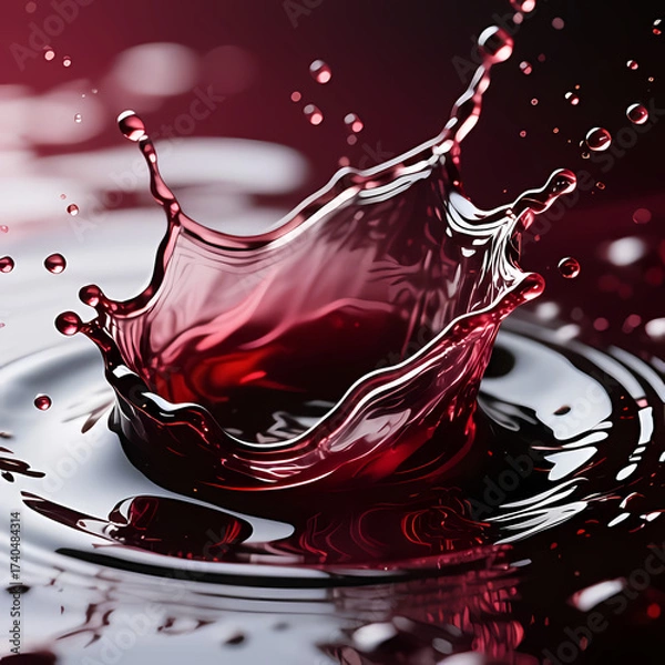 Fototapeta Abstract liquid splash background with wine texture.