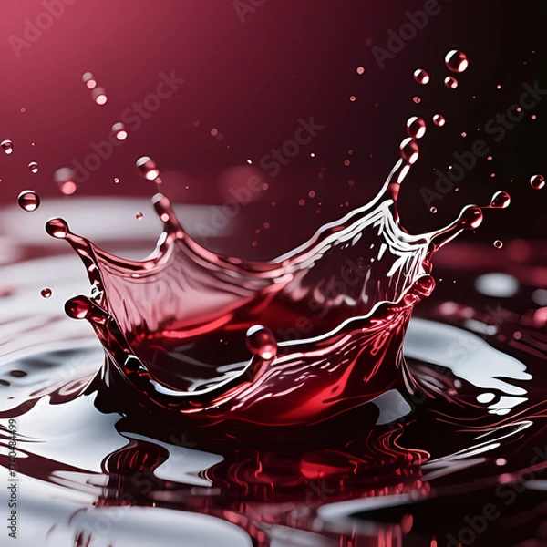 Fototapeta Abstract liquid splash background with wine texture.