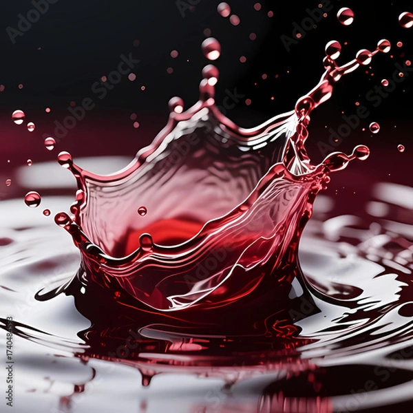 Fototapeta Abstract liquid splash background with wine texture.