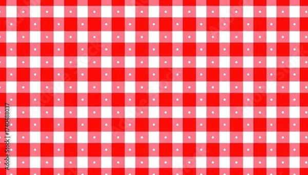 Fototapeta Red and White Gingham Pattern Background.