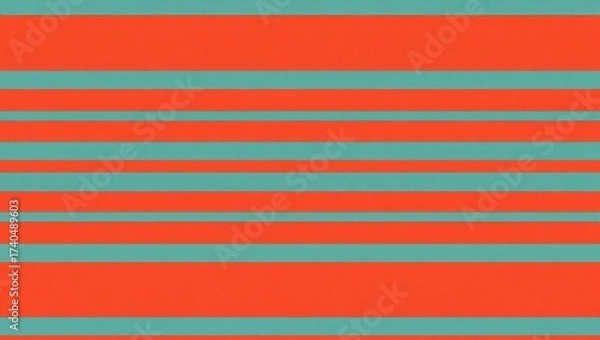 Fototapeta Vibrant horizontal stripes in contrasting orange and teal colors creating a dynamic and modern background pattern.