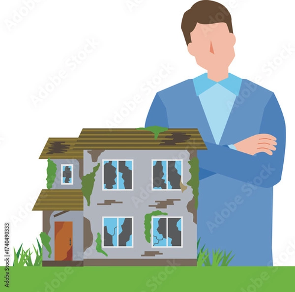 Obraz 空き家の処分に悩む男性