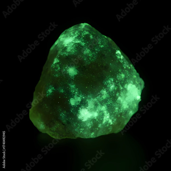 Fototapeta Abstract glowing green uranium crystal texture background.
