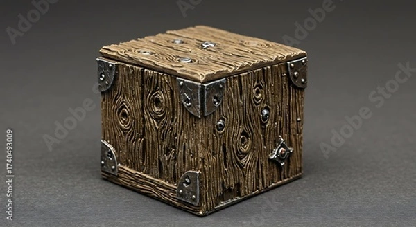 Fototapeta 古びた木箱が静かに佇む ざらついた質感と鈍い光沢 宝箱のような存在感を放つ