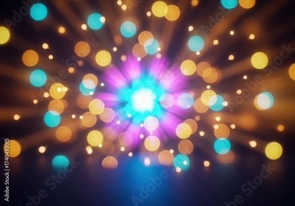 Fototapeta Magical bokeh lights abstract with glowing center starburst