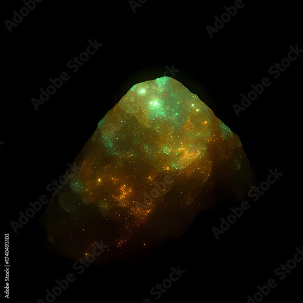 Fototapeta Abstract glowing green uranium crystal texture background.