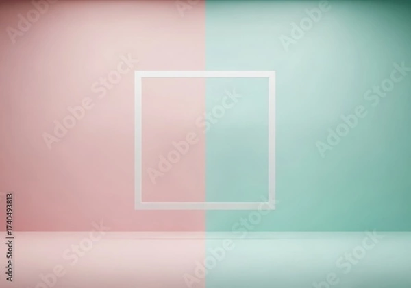 Fototapeta Abstract geometric background with soft gradient and square outline