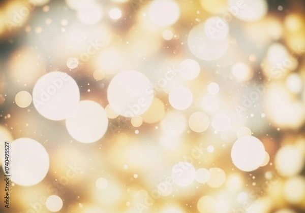 Fototapeta Soft bokeh lights abstract background festive golden and white glow