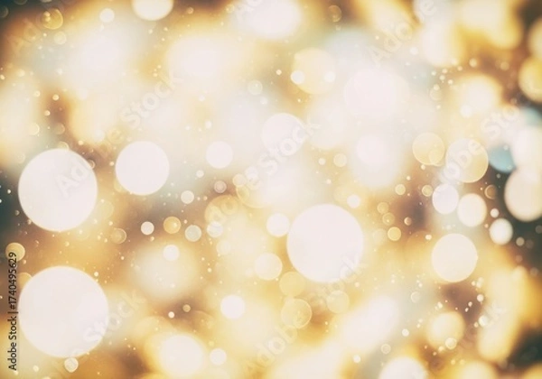 Fototapeta Soft bokeh lights abstract festive background with warm glow and twinkling sparkles