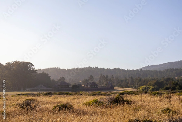 Obraz Distant view of Fort Ross in soft sunset light, Northern California