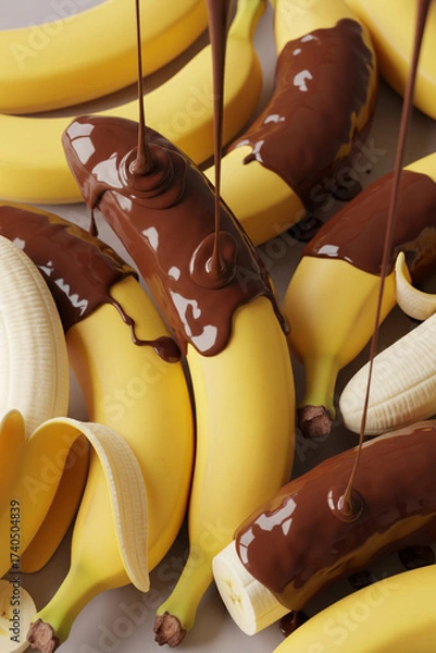 Obraz Chocolate Cascade: Banana Bliss in Every Drip