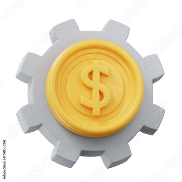 Obraz Economic Engine Dollar Coin Gear Icon Finance Management