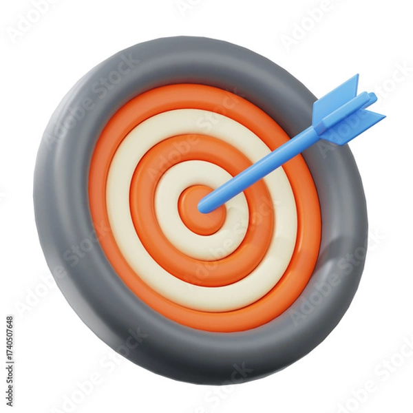 Fototapeta 3D Target Bullseye with Arrow Hit Success Goal Achievement Icon