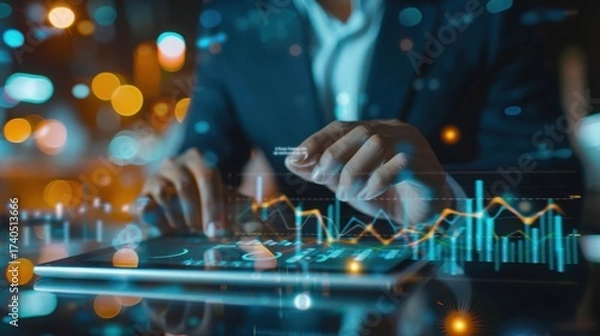 Fototapeta man working on a computer