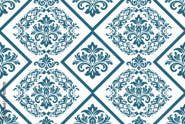Obraz seamless floral pattern with geometric and damask flowers