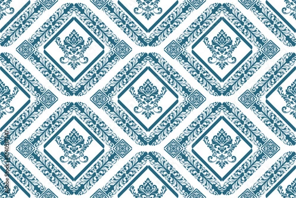 Obraz seamless floral pattern with geometric and damask flowers