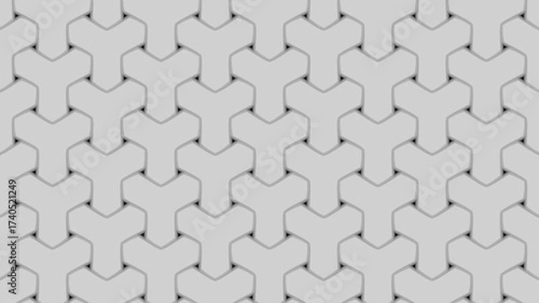 Fototapeta Clean, bright 3D interlocking Y-shape pattern in solid grey. Excellent for minimalist designs, structural backgrounds, or sleek abstract textures.