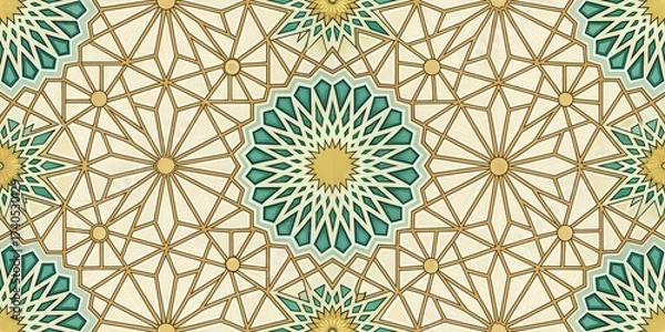 Fototapeta Islamic Art Geometric Tile Pattern Decorative Seamless Vector Background